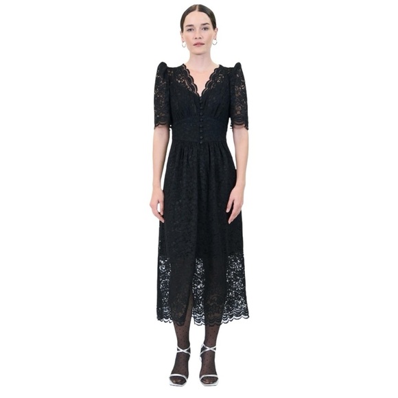 Hunter Bell Eloise Lace Maxi Dress Black - Picture 1 of 8